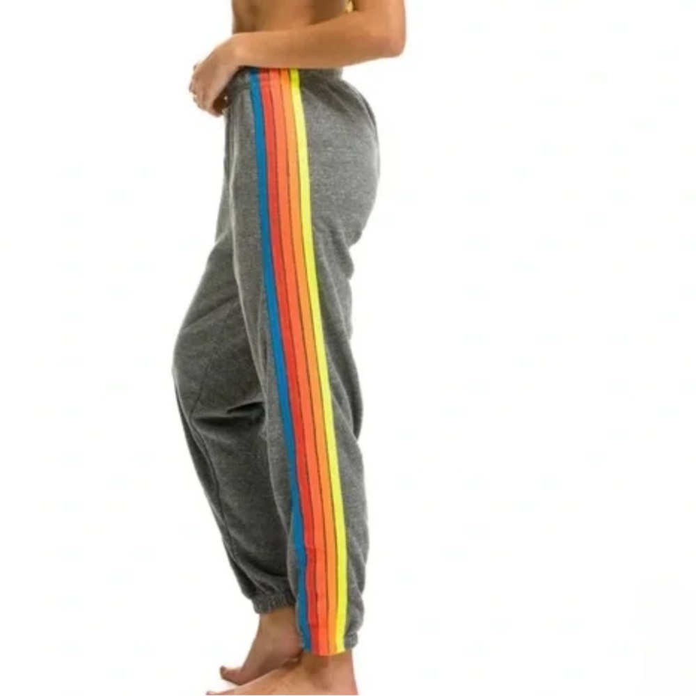 AV Gray Sweatpants with Rainbow Stripes
